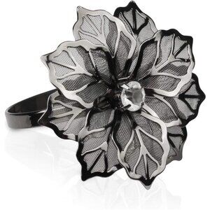 Picowe Set of 12 Alloy Napkin Rings with Hollow Out Flower Napkin Ring Holders